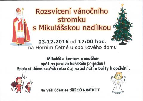 Rozsvícení vánočního stromku s Mikulášskou nadílkou